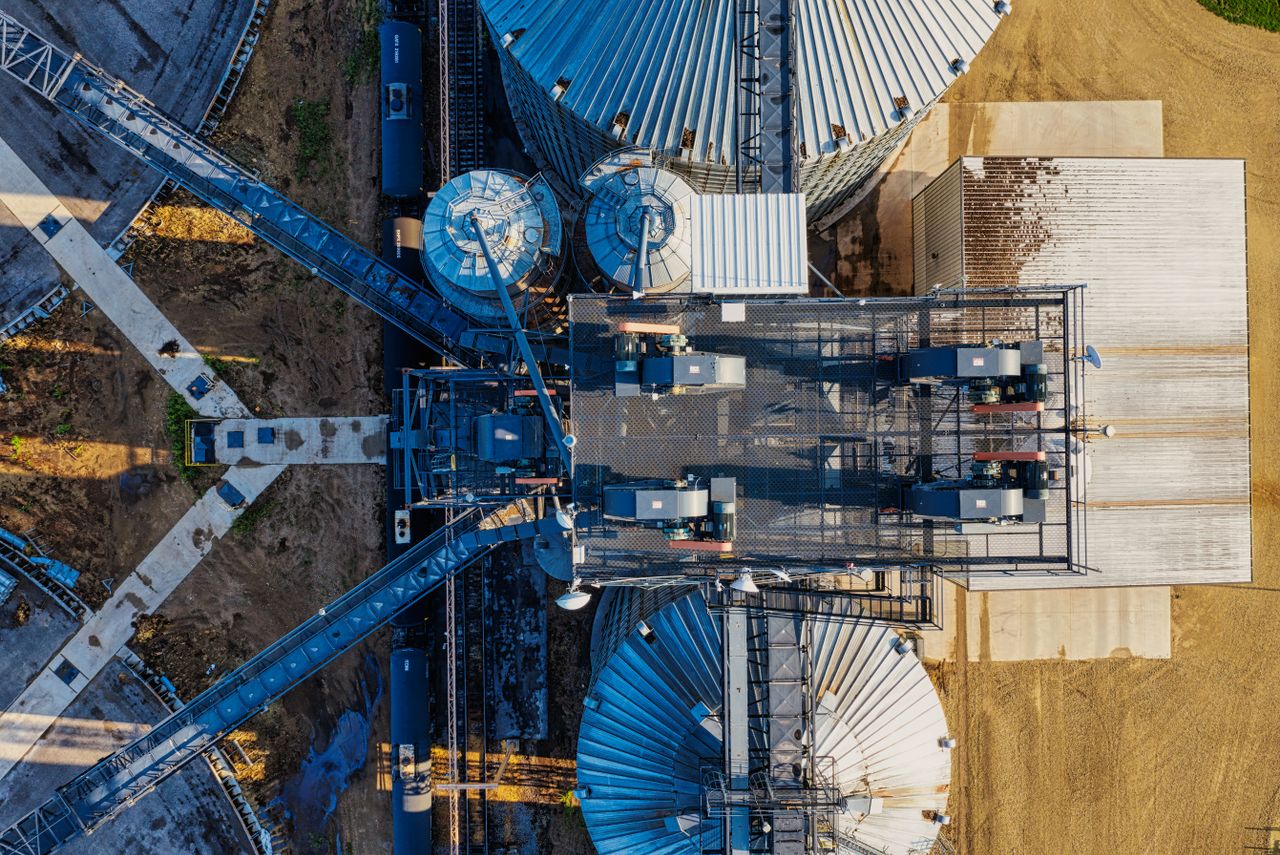 Mastering the First Impression: Your intriguing post title goes here High-angle shot of grain silos and structures at an industrial site in Randolph, MN.